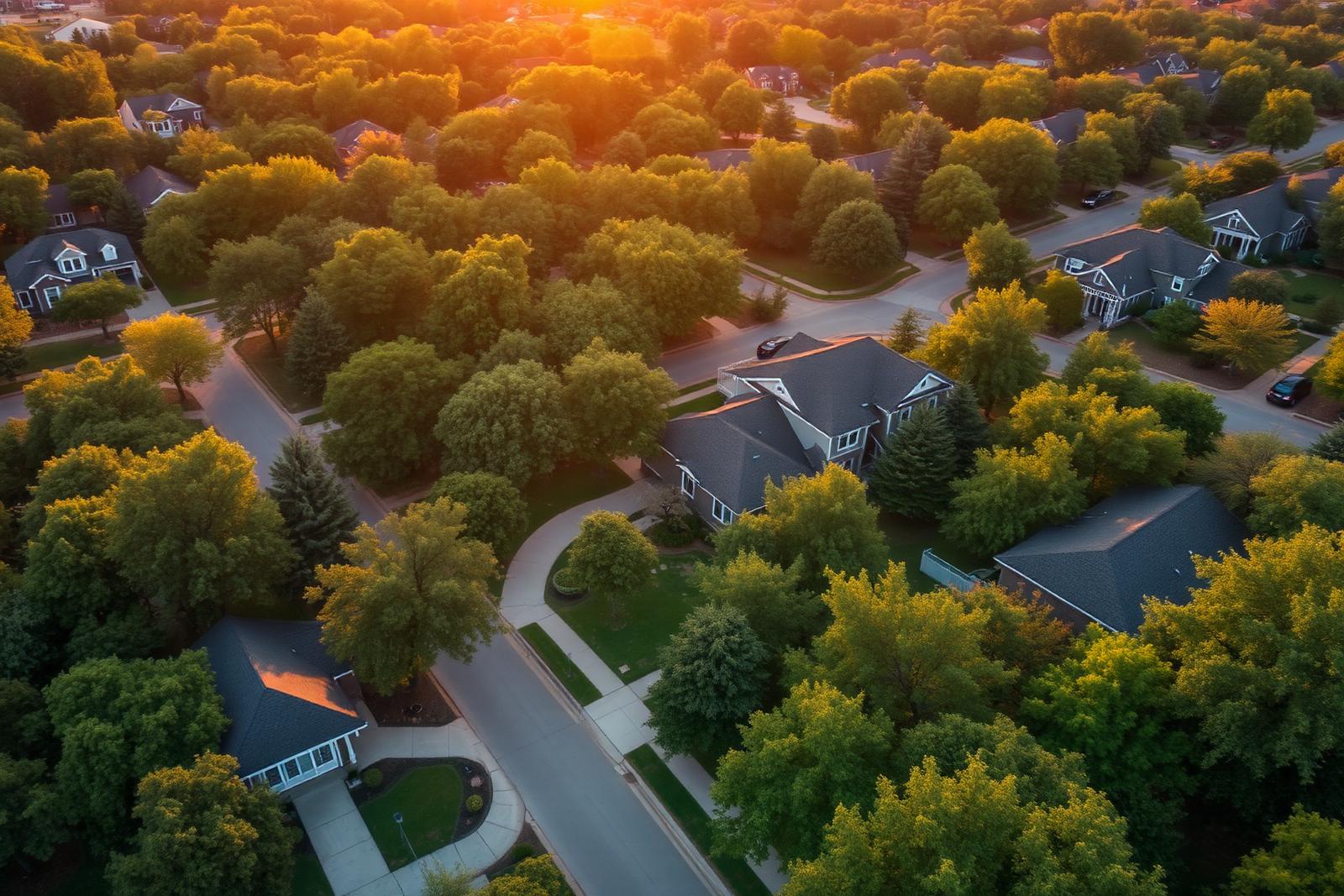 Aerial of the Oklahoma City metro at golden hour